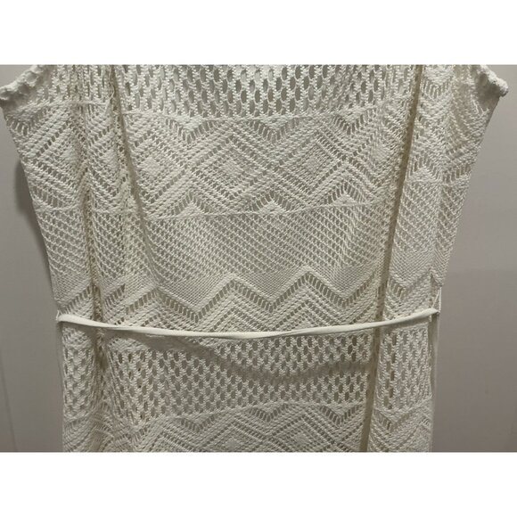 Sandra Darren Maxi Dress See Measurements Off White Beaded Neck Line Lace Lined - Picture 3 of 14